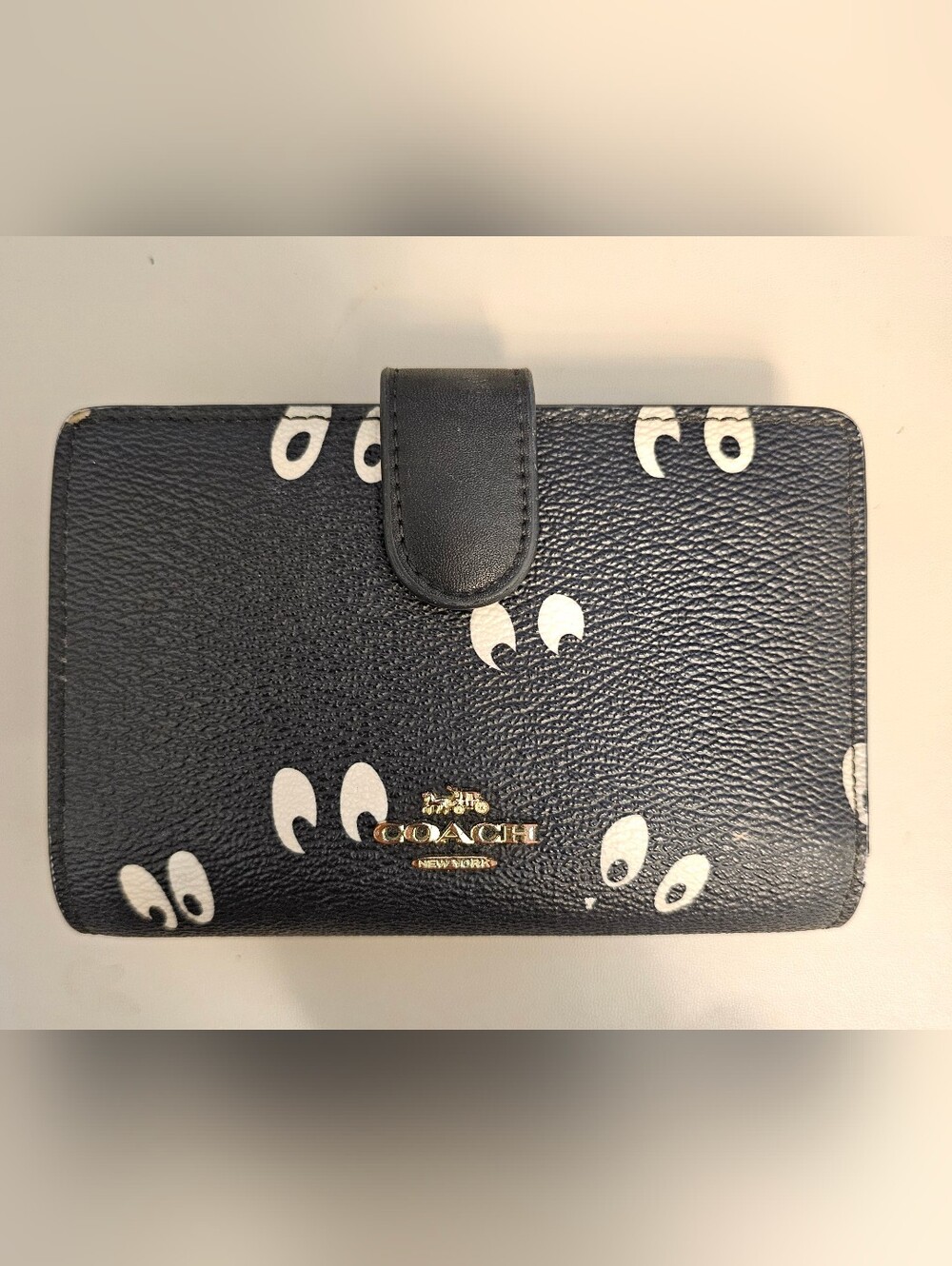 COACH Black "Spooky Eyes" Compact Wallet